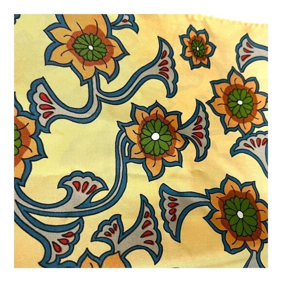 Vintage Made In Japan Hand Block Print Floral Vine Spring Boho Scarf 46”X 15” - Picture 2 of 6
